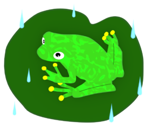 葉っぱの上のカエルのイラスト