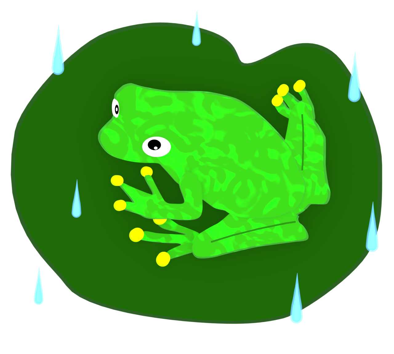 葉っぱの上のカエルのイラスト