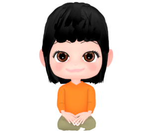 正面から見る胡座をかく女性のイラスト