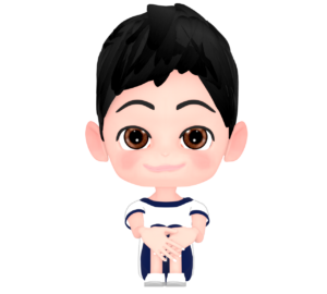 正面を向いた体育座りの男子のイラスト