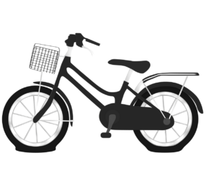 前後のタイヤがパンクをした自転車のイラスト