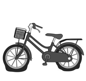 前と後ろのタイヤがパンクした自転車のイラスト