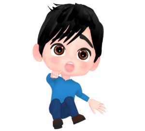 尻もちをついて驚く男性のイラスト