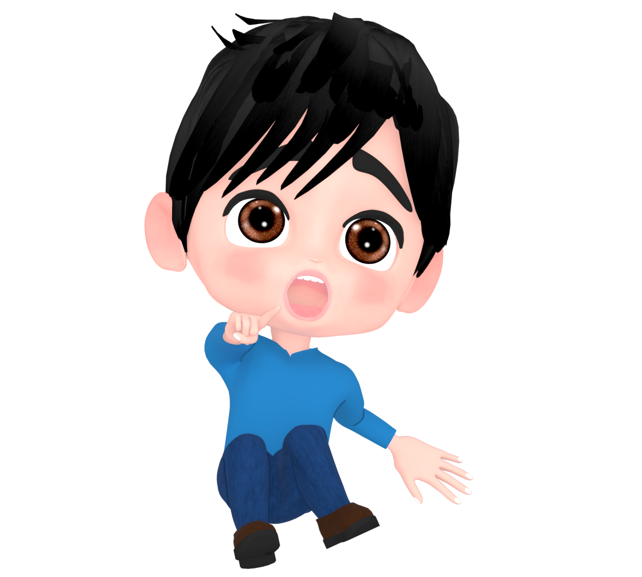 尻もちをついて驚く男性のイラスト