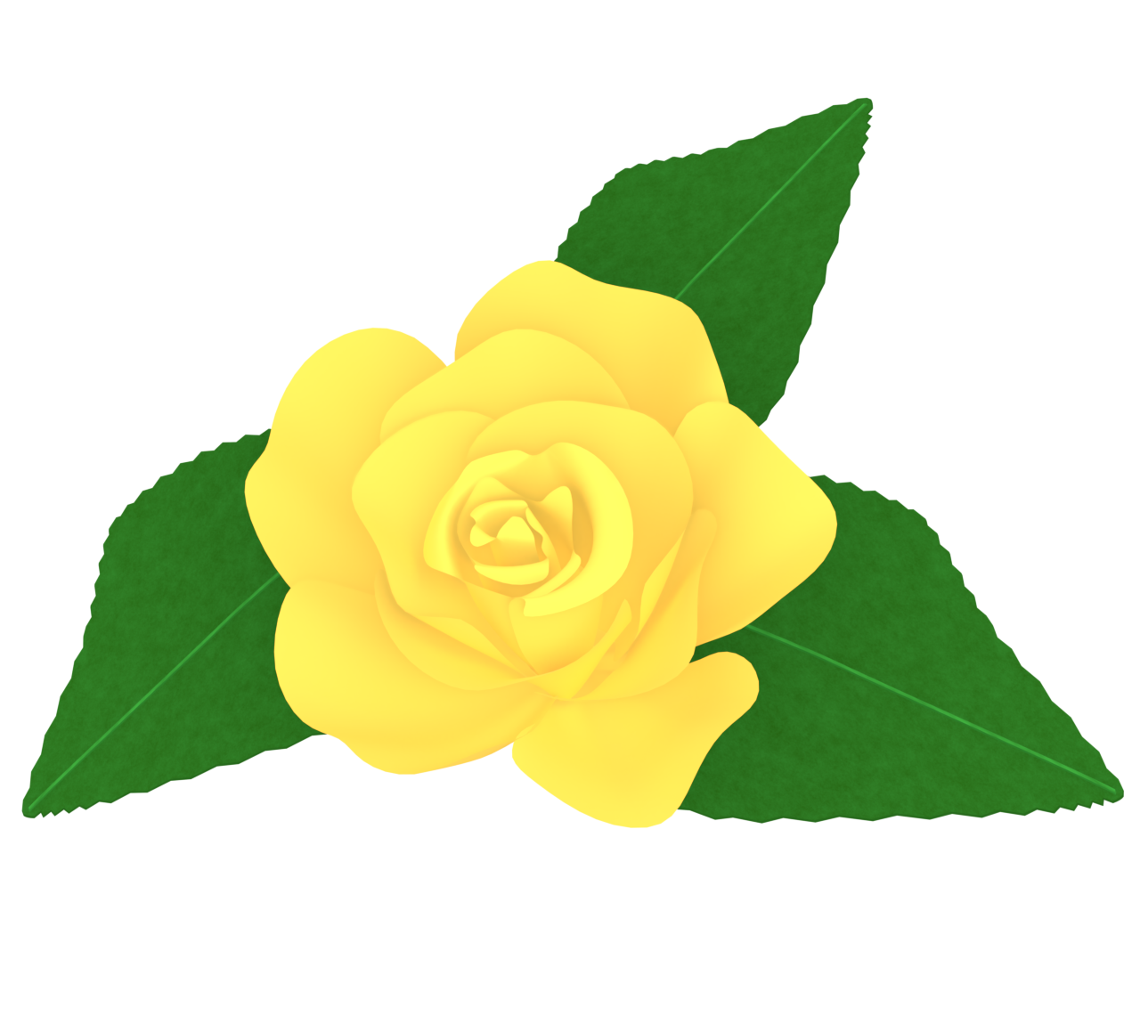 正面から見る黄色の薔薇のイラスト