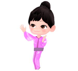 楽しく盆踊りをする女性のイラスト