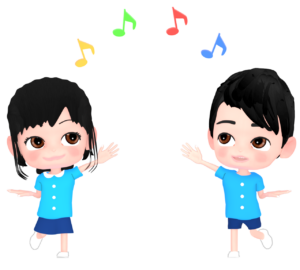 楽しく踊る園児のイラスト