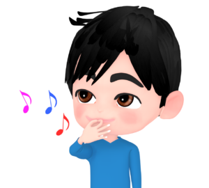 楽しく指笛を吹く男性のイラスト