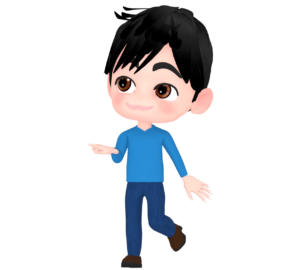 楽しく指をさす男性のイラスト