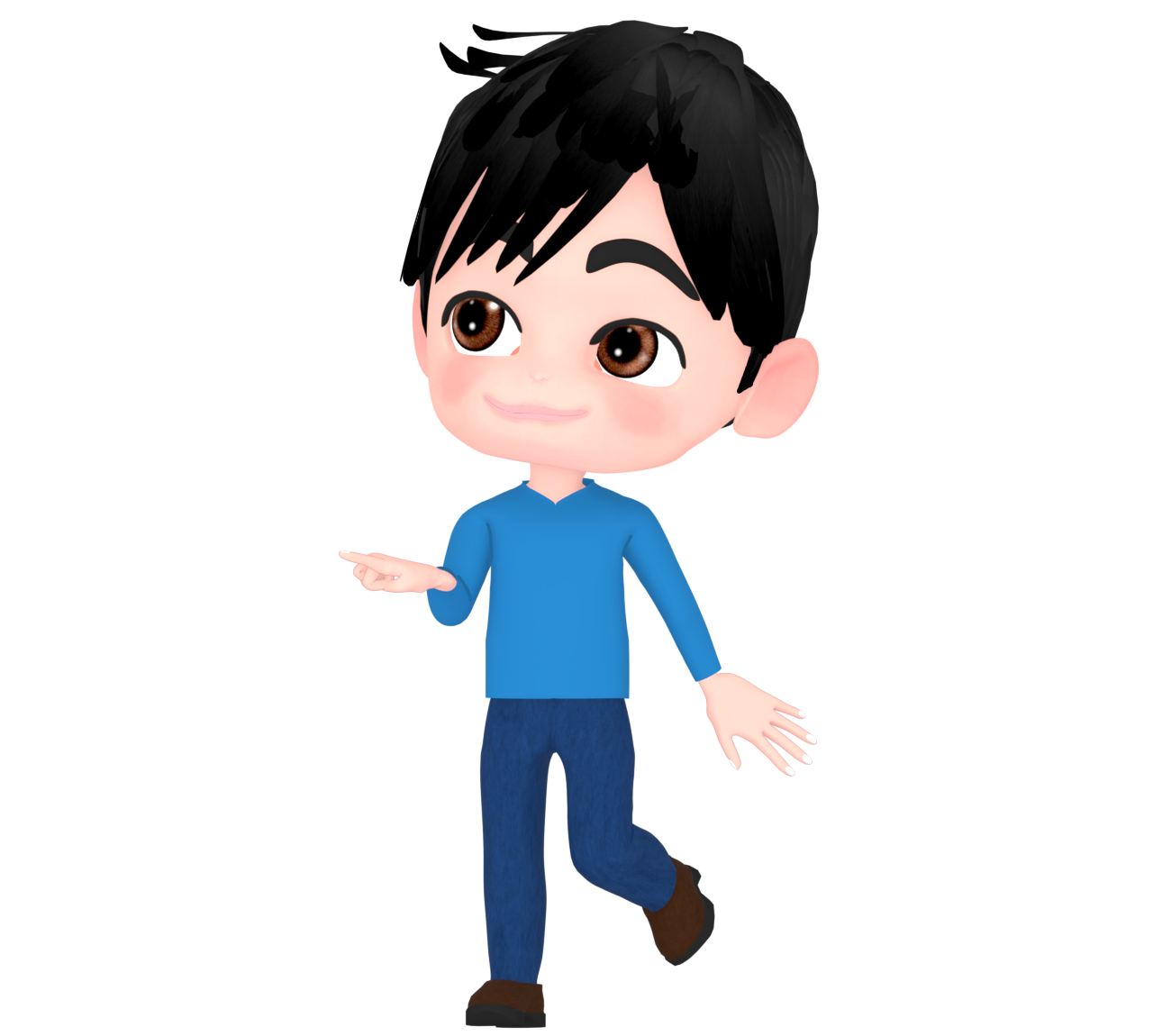 楽しく指をさす男性のイラスト
