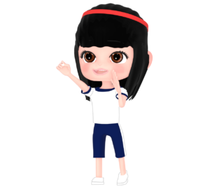 楽しく運動会で応援をする女子のイラスト