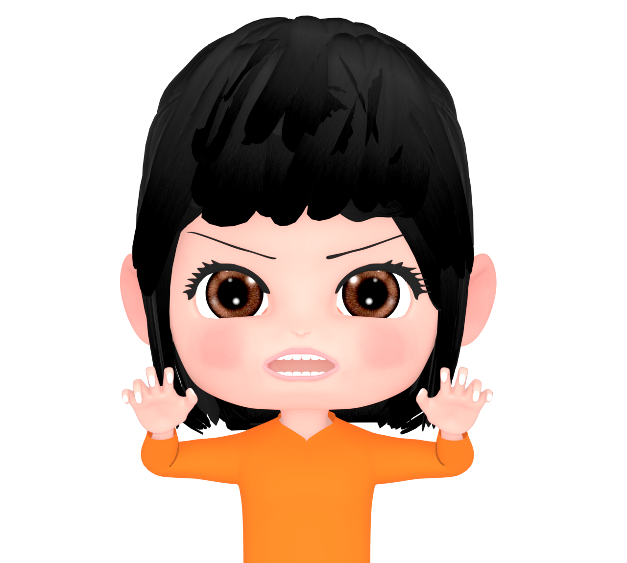 ガオーポーズをする女性のイラスト