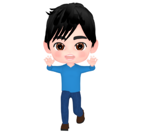 ガオーポーズで驚かせる男性のイラスト
