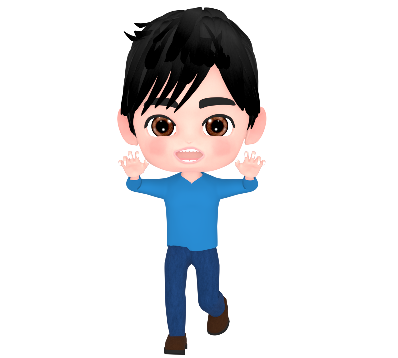 ガオーポーズで驚かせる男性のイラスト