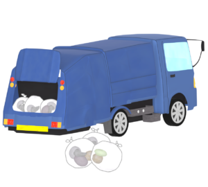 ゴミを収集するパッカー車のイラスト