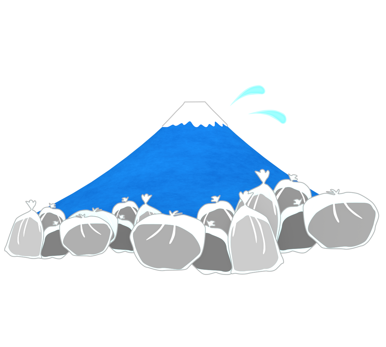 ゴミが捨てられる富士山のイラスト