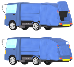 ゴミ収集車を後ろから見るイラスト