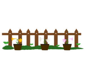 ガーデニングに咲く百合の花のイラスト