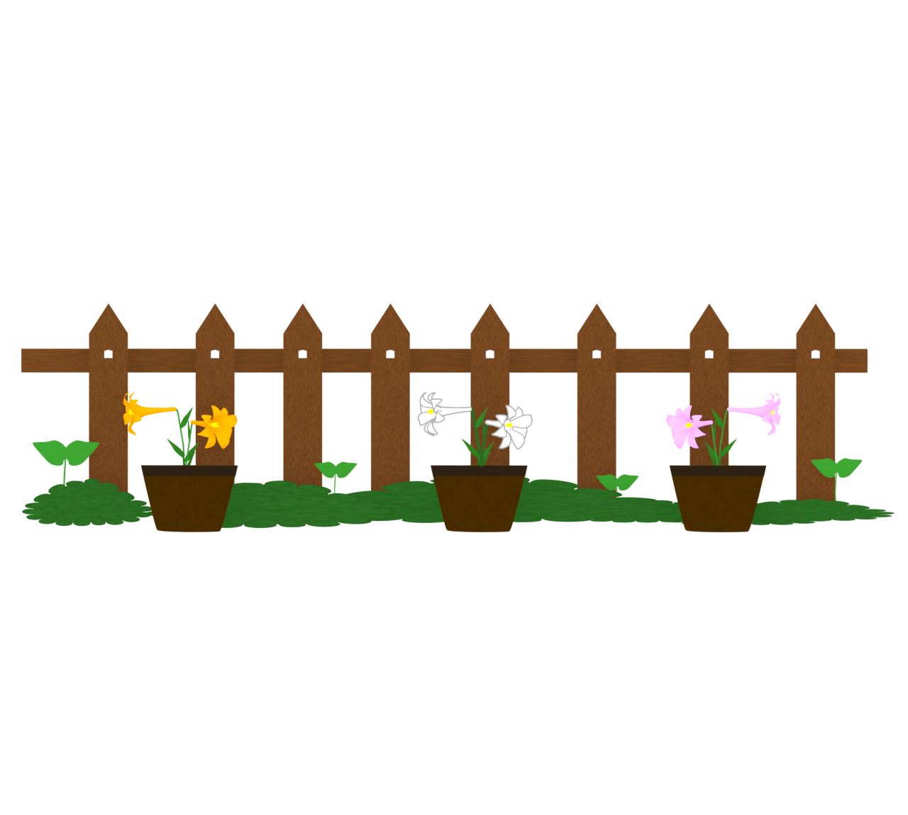 ガーデニングに咲く百合の花のイラスト