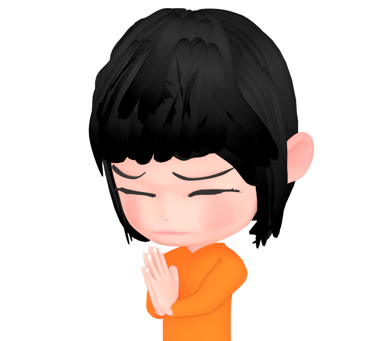 合掌をする女の子のイラスト