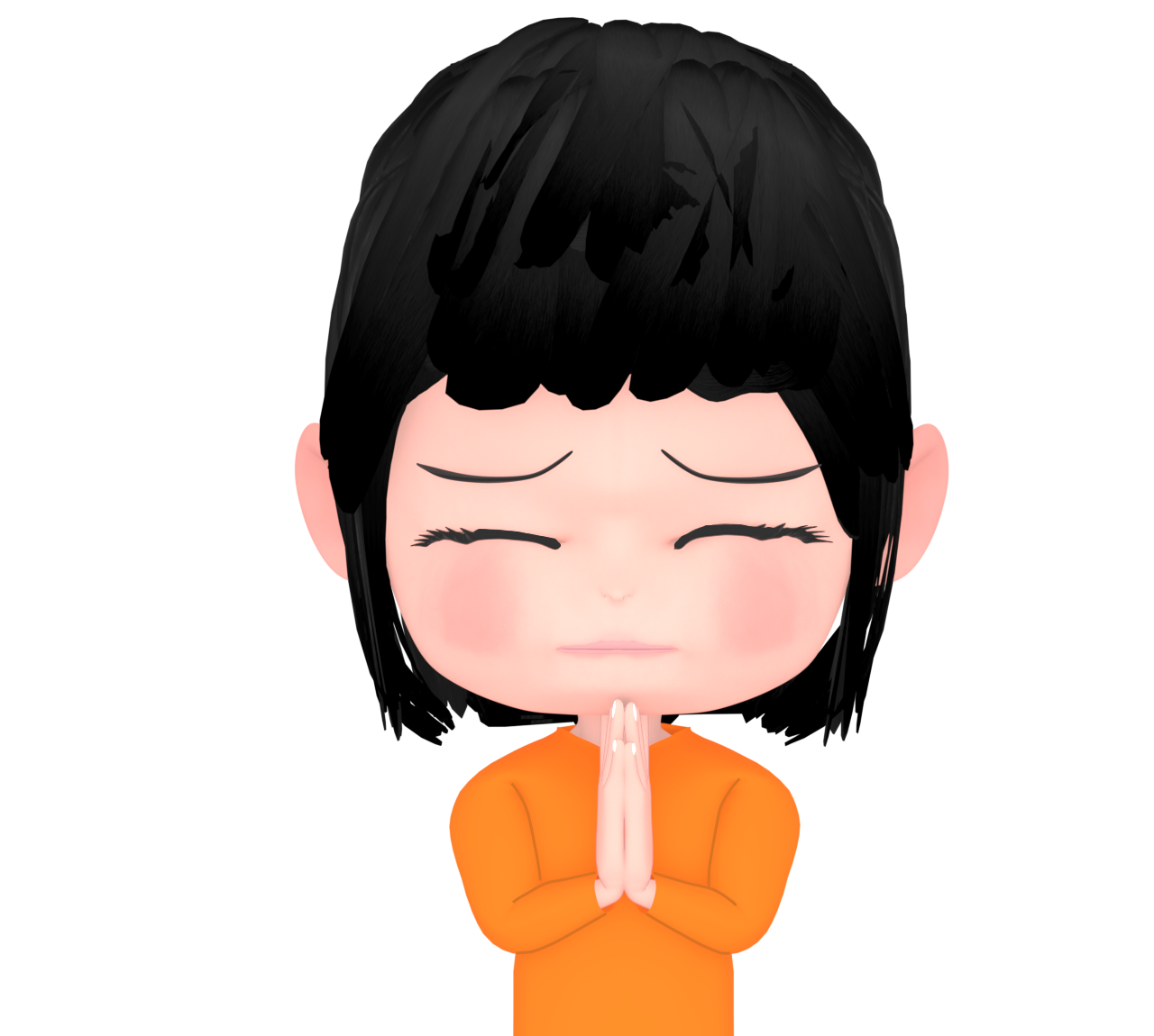 目を閉じて合掌をする女性のイラスト