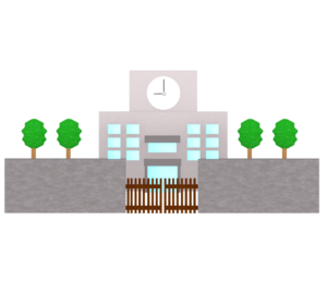 門が閉まる学校閉鎖のイラスト