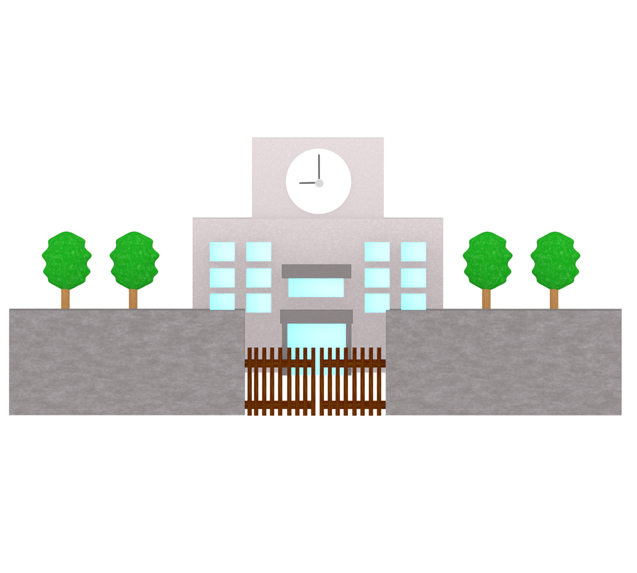 門が閉まる学校閉鎖のイラスト