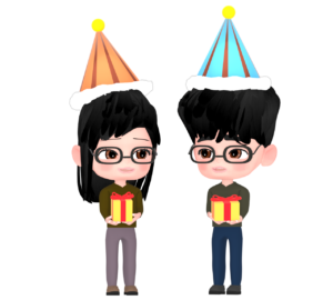 プレゼント交換をする恋人のイラスト