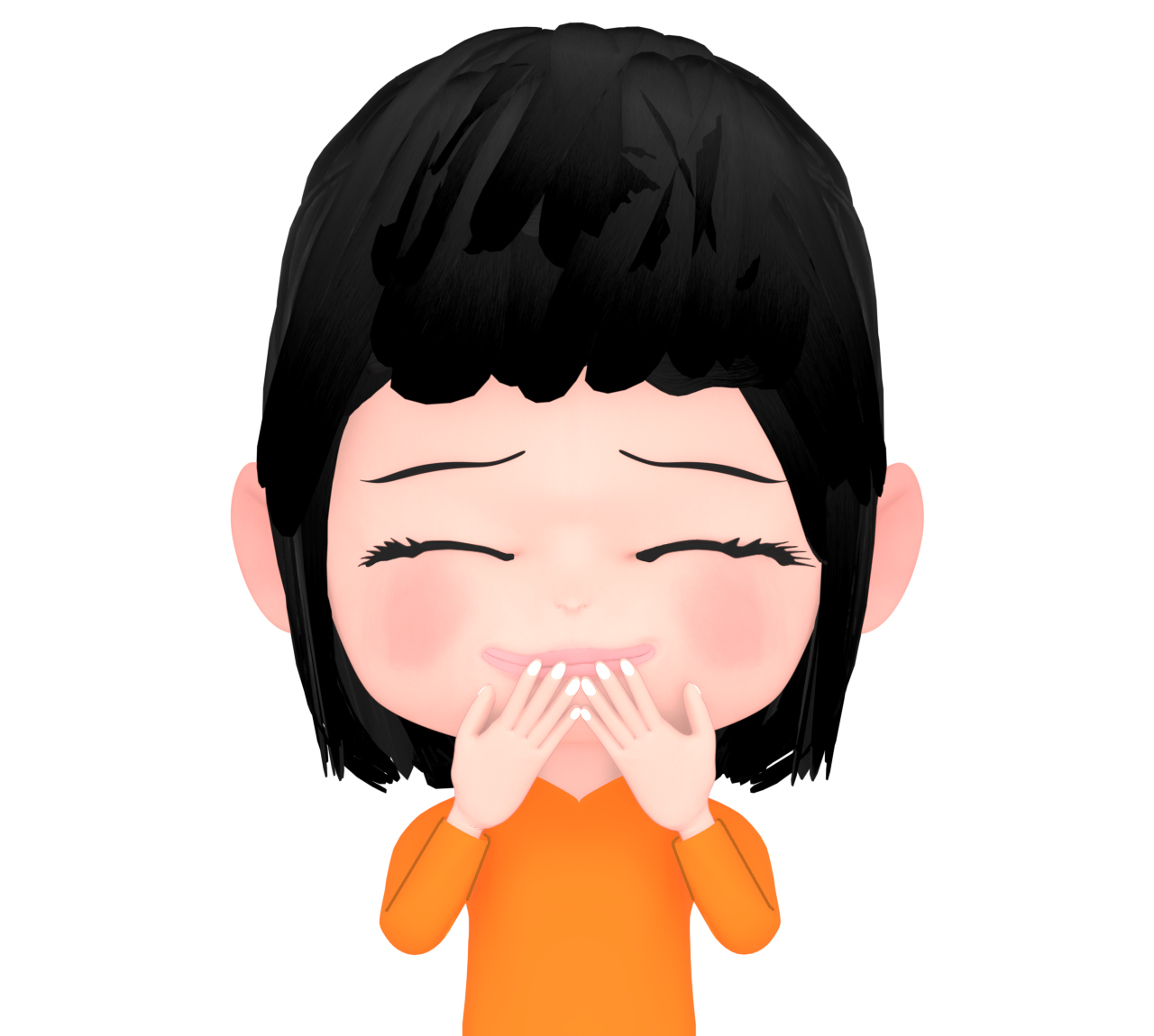 口を隠して笑う女性のイラスト