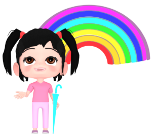 雨上がりに空を見る女の子のイラスト