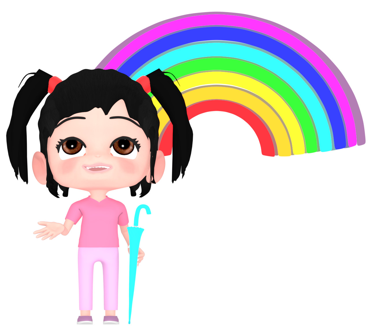 雨上がりに空を見る女の子のイラスト