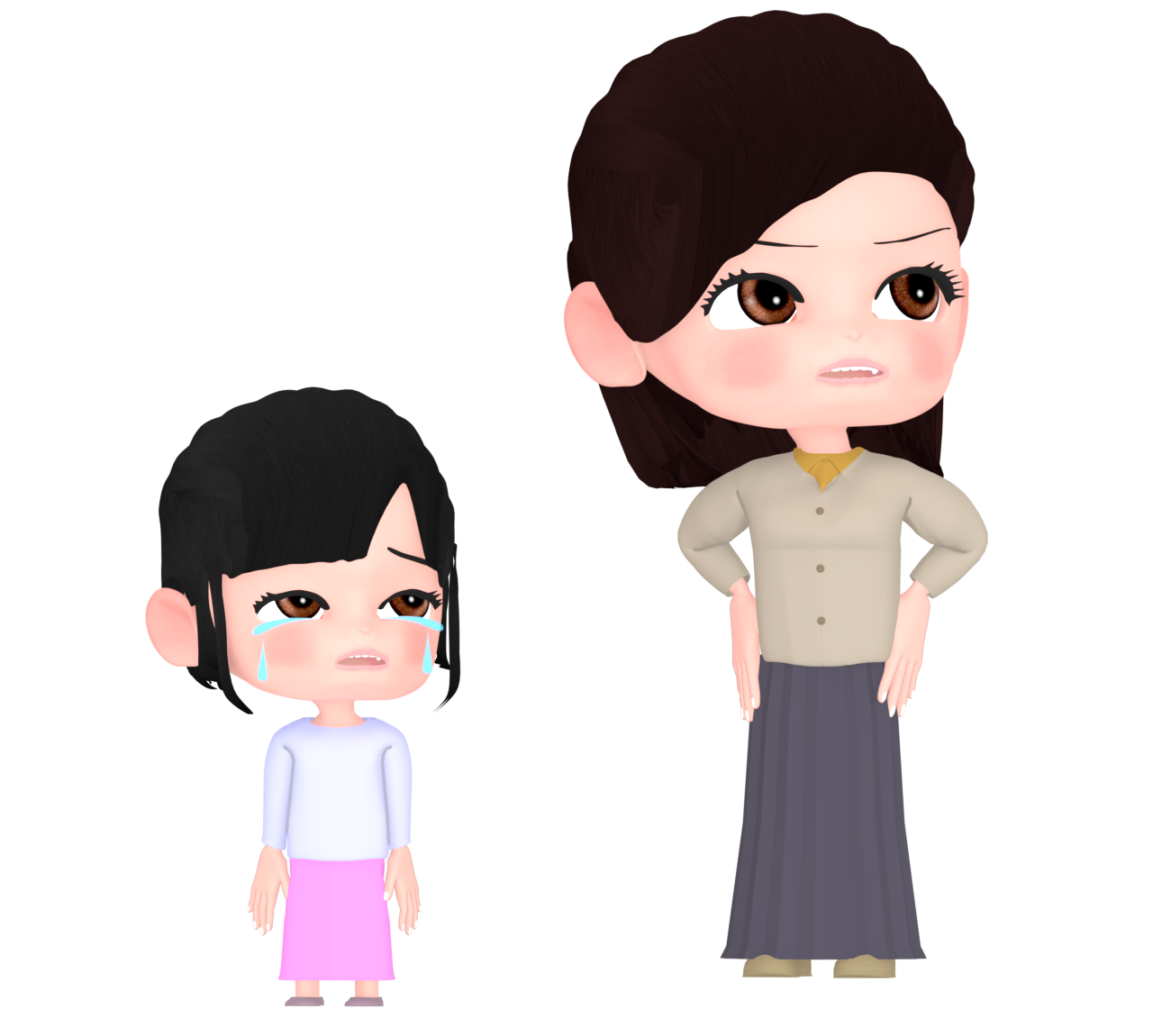 叱られる女の子のイラスト