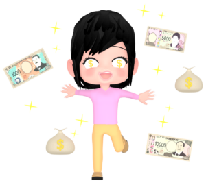 お金に目がくらんだ女性のイラスト