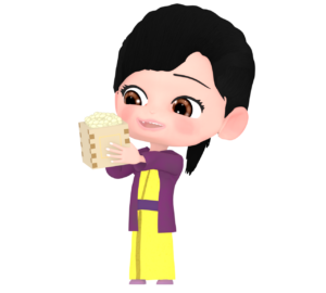 節分の豆を食べる女の子のイラスト