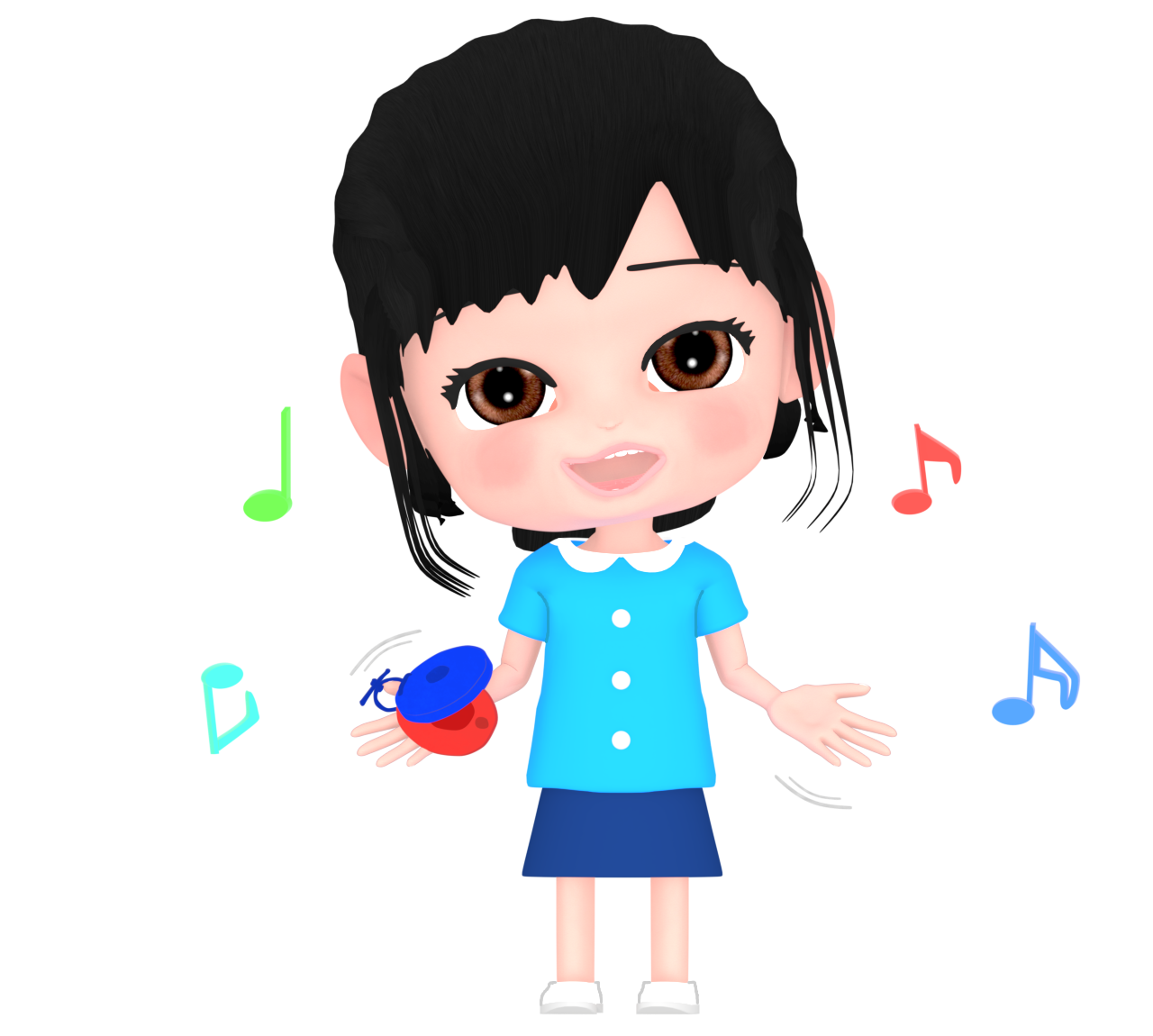 カスタネットを叩く女の子のイラスト