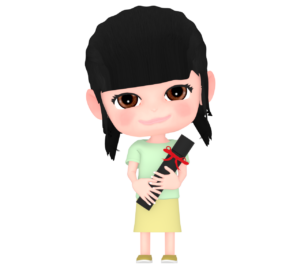 卒業証書の筒を持つ女の子のイラスト
