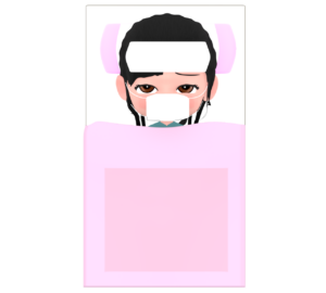 風邪で寝込む女の子のイラスト