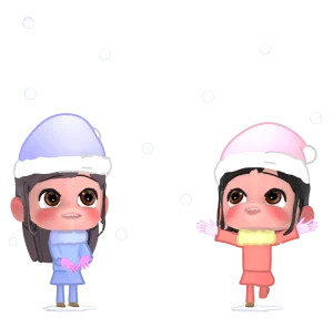 雪で遊ぶ女の子のイラスト