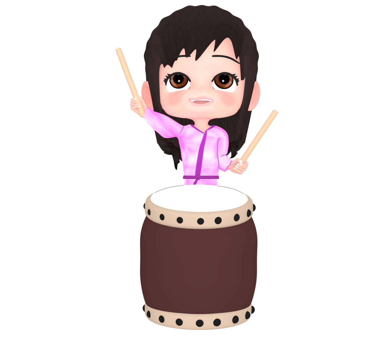 太鼓を叩く女の子のイラスト 12 太鼓を叩く女の子のイラスト