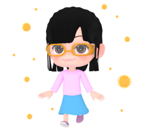 花粉から目を守る対策をした女の子のイラスト