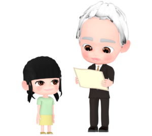 卒業証書を受け取る女の子のイラスト