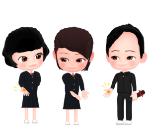 第二ボタンを貰う女子生徒のイラスト