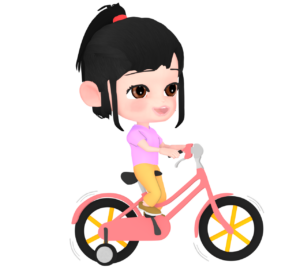 子供用自転車に乗る女の子のイラスト