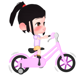子供用自転車に乗る女の子のイラスト