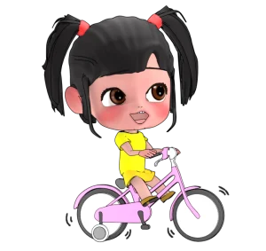 子供用自転車に乗る女の子のイラスト