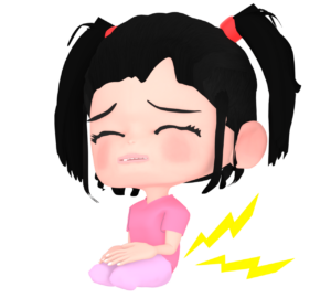 足が痺れている正座をした女の子のイラスト