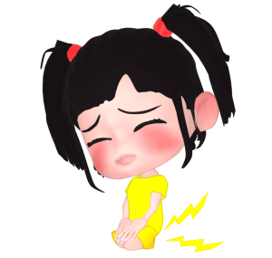 足が痺れている正座をした女の子のイラスト