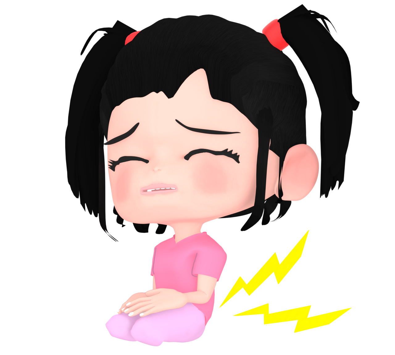 足が痺れている正座をした女の子のイラスト