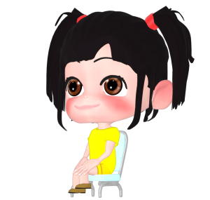 姿勢よく椅子に座る女の子のイラスト