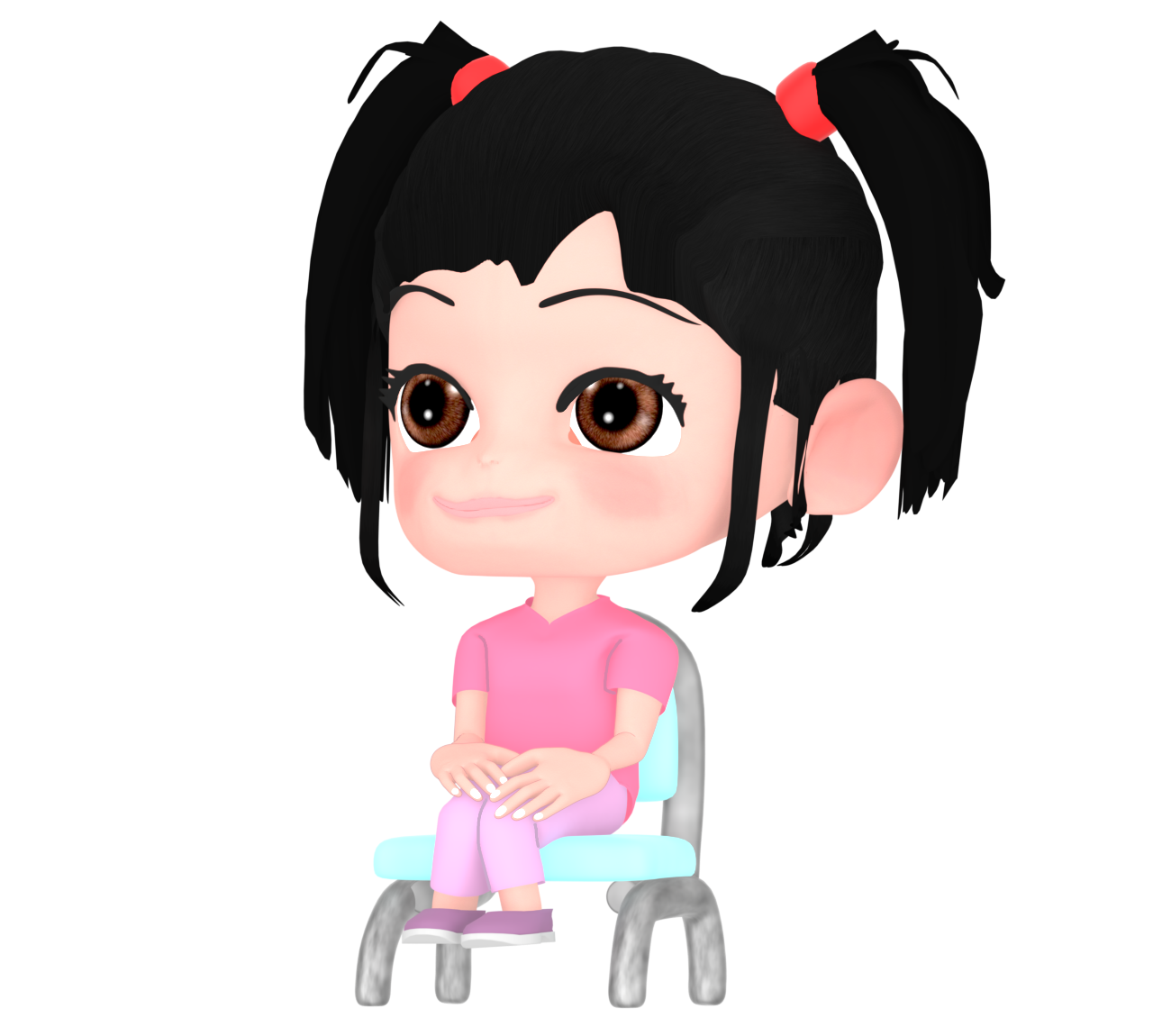 姿勢よく椅子に座る女の子のイラスト